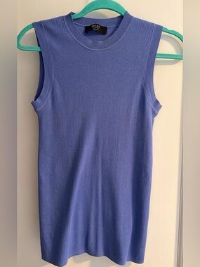 Sleeveless Ribbed Knit Tank Top - Periwinkle Blue